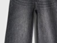 Утеплённые широкие джинсы с эффектом стирки для девочек, Серый