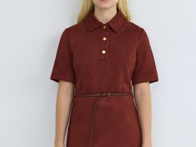 Платье мини из искусственной замши, Оранжевый