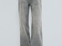 Широкие джинсы с высокой посадкой, Серый