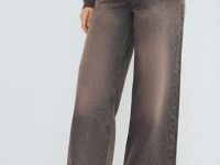 Широкие джинсы с высокой посадкой, Коричневый