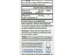 Carlson, Super Daily D3 + K2, 50 мкг (2000 МЕ) и 45 мкг, 90 вегетарианских капель, 2,54 мл (0,086 жидк. Унции)