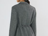 Однобортный жакет с тонким поясом, Серый