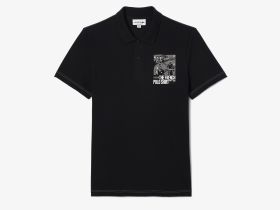 Мужское поло Lacoste с контрастным принтом