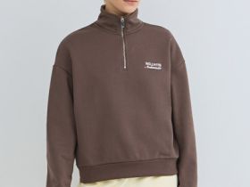 Толстовка с воротником-стойкой на молнии, Коричневый