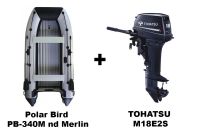 Лодка ПВХ POLAR BIRD PB-340M-nd Merlin (Кречет) + 2х-тактный лодочный мотор TOHATSU M18E2S