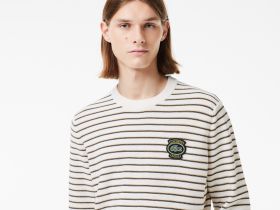 Хлопковый свитер Lacoste с круглым вырезом