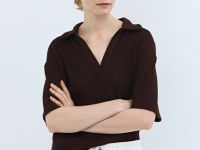 Трикотажное поло из вискозы, Коричневый