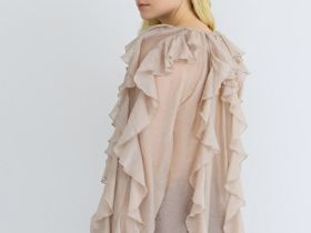 Блузка из лиоцелла с рюшами, Бежевый