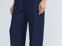 Тонкие прямые джинсы с эластичным поясом, Синий