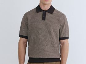 Поло из текстурной ткани, Желтый