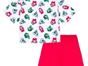 Комплект трикотажный для девочек: фуфайка (футболка), шорты