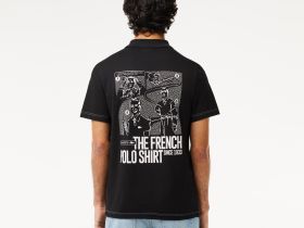 Мужское поло Lacoste с контрастным принтом