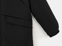 Пуховое пальто свободного силуэта с капюшоном