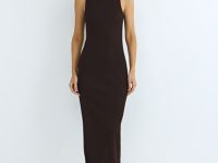 Платье-майка из трикотажа, Коричневый
