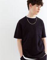 Тёмно-синяя базовая футболка из жаккардовой ткани с нашивкой Глория Джинс