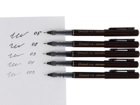 Набор капиллярных ручек Dmast черные 5 шт (003,01,03,05,08) в блистере