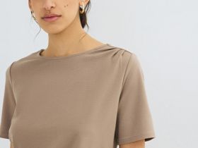 Футболка с драпировкой, Коричневый