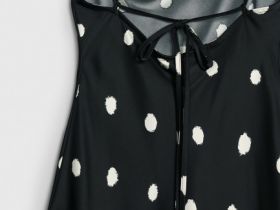Платье-комбинация в горох, Черный