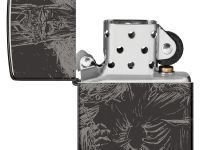 Зажигалка ZIPPO Skull King с покрытием High Polish Black, латунь/сталь, черная, глянцевая, 38x13x57 мм