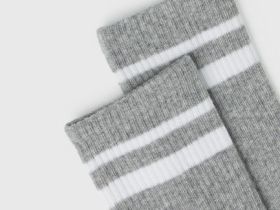 Высокие носки в рубчик, Серый