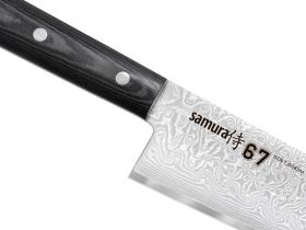 Нож кухонный "Samura 67" Шеф 208 мм, дамаск 67 слоев, микарта
