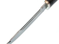 Нож Щука, сталь М390, мельхиор, рукоять из стабилизированной карельской березы