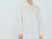 Мини-платье А-силуэта из лиоцелла с вышивкой, Белый