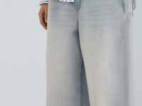 Свободные джинсы со средней посадкой, Голубой