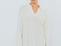 Джемпер поло из пряжи с ангорской шерстью, Белый