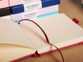 Блокнот для зарисовок Sketchmarker 20*20 cм 80 л 140 г, твердая обложка Оранжевый неон