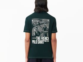 Мужское поло Lacoste с контрастным принтом