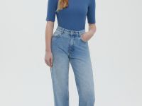 Джемпер с коротким рукавом и воротником-стойкой