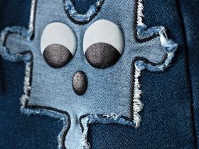 Брюки текстильные джинсовые утепленные флисом для девочек