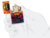 Зажигалка ZIPPO Spooky Sunflower с покрытием 540 Tumbled Brass, латунь/сталь, разноцветная, 38x13x57 мм
