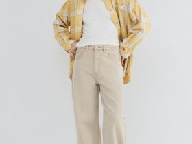 Рубашка в клетку из хлопка, Желтый