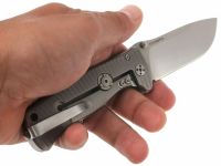 Нож складной LionSteel SR2 G (GREY) Mini, сталь Uddeholm Sleipner® Satin, рукоять титан по технологии Solid®, серый