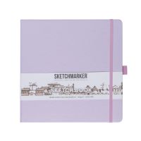 Блокнот для зарисовок Sketchmarker 20*20 cм 80 л 140 г, твердая обложка Фиолетовый пастельный