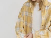Рубашка в клетку из хлопка, Желтый