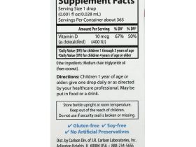 Carlson, Kids Super Daily D3, 10 мкг (400 МЕ), 365 вегетарианских капель, 10,3 мл (0,35 жидк. Унции)