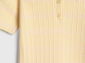 Вязаный джемпер с коротким рукавом для девочек, Желтый