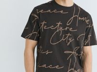 Футболка с принтом, Коричневый