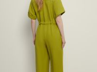 Комбинезон с поясом на кулиске и добавлением льна