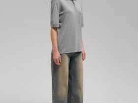 Легкий джемпер-поло прямого кроя