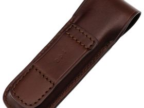 Чехол для складного ножа на пояс, 140 мм, кнопка, коричневый