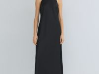 Сатиновое платье с американской проймой, Черный