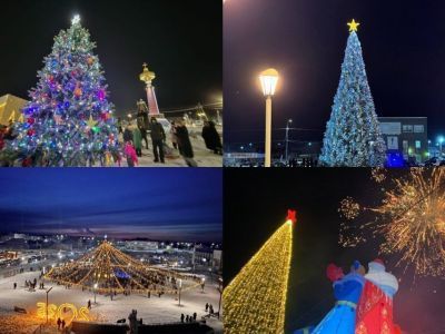 Современные украшения и традиционные мотивы: фотообзор новогодних ёлок в районах Якутии