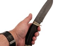 Туристический нож Скиф, дамасская сталь, рукоять граб