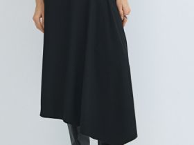 Асимметричная юбка миди, Черный