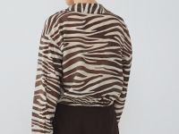 Блузка из вискозы с узлом-завязкой, Бежевый