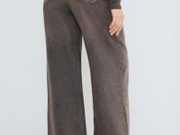 Широкие джинсы с высокой посадкой, Коричневый